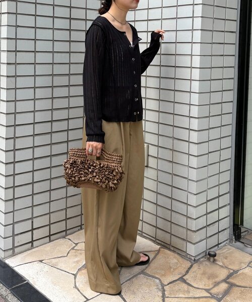 CIAOPANIC TYPY（チャオパニックティピー）の「針抜きシアー2wayスナップカーディガン（カーディガン/ボレロ・レディース・オフホワイト/イエロー/カーキ/ブラック・ONE SIZE）」の14枚目の写真