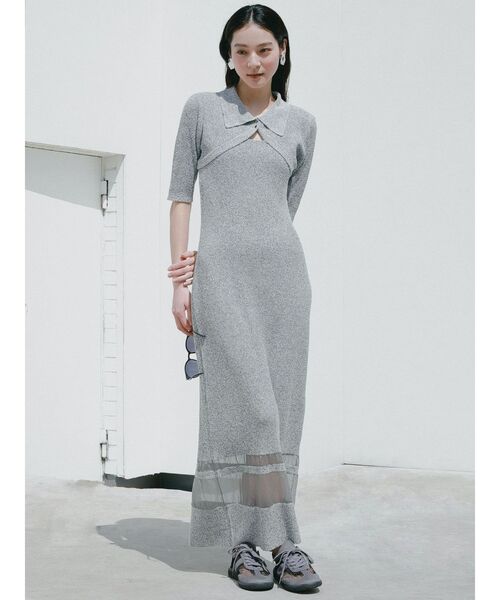 LAGUNAMOON(ラグナムーン)の「【追加生産】クロップドカーデセットニットワンピース(ワンピース・レディース・グレー/ブラック/ベージュ・SMALL/MEDIUM)」の4枚目の写真