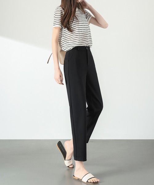 テーパードパンツ ストレート 9分丈 レディース 綺麗め 4色 楽天市場】テーパードパンツ レディース 春 夏 春夏 黒 ロング