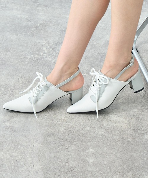 ANAP（アナップ）の「スニーカー デザイン ミュール（パンプス・レディース・ホワイト/ブラック・L/M）」の4枚目の写真