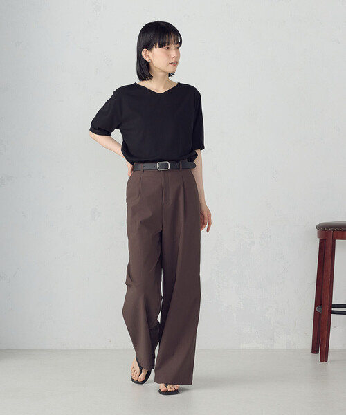 COMME CA ISM(コムサイズム)の「【接触冷感】スリーブデザイン カットソー(Tシャツ/カットソー・レディース・ブラック/ホワイト・MEDIUM/LARGE)」の6枚目の写真