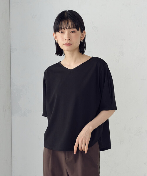 COMME CA ISM(コムサイズム)の「【接触冷感】スリーブデザイン カットソー(Tシャツ/カットソー・レディース・ブラック/ホワイト・MEDIUM/LARGE)」の8枚目の写真