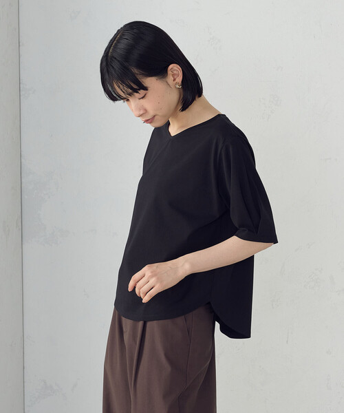 COMME CA ISM(コムサイズム)の「【接触冷感】スリーブデザイン カットソー(Tシャツ/カットソー・レディース・ブラック/ホワイト・MEDIUM/LARGE)」の9枚目の写真