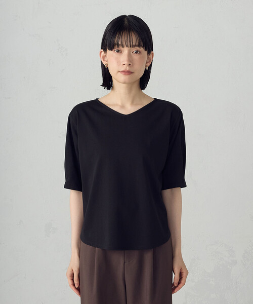 COMME CA ISM(コムサイズム)の「【接触冷感】スリーブデザイン カットソー(Tシャツ/カットソー・レディース・ブラック/ホワイト・MEDIUM/LARGE)」の12枚目の写真
