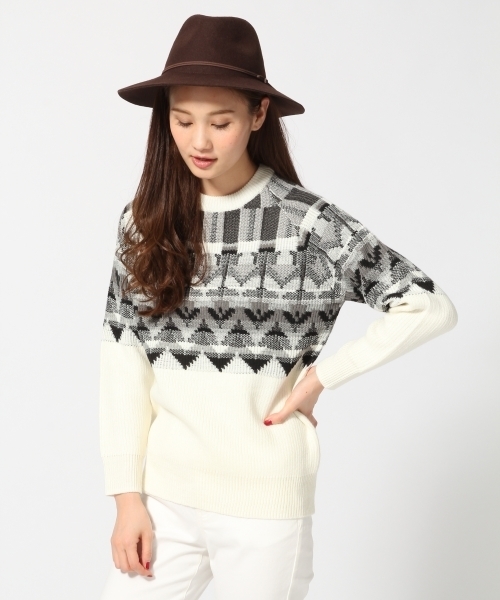GLOBAL WORK（グローバルワーク）の「□長澤まさみさん着用□5ゲージフェアアイルニットプルオーバー/567483（ニット/セーター・レディース・ネイビー/グレー/ホワイト・MEDIUM/LARGE）」の2枚目の写真