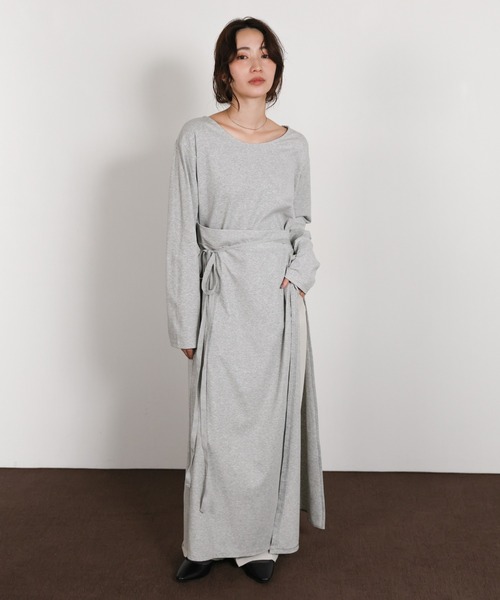 select MOCA Et(セレクトモカエト)の「【Et】Side Slit Wrap One-piece(ワンピース・レディース・グレー/ベージュ/ブラック・FREE)」の2枚目の写真