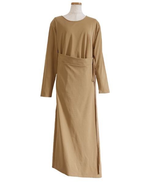 select MOCA Et(セレクトモカエト)の「【Et】Side Slit Wrap One-piece(ワンピース・レディース・グレー/ベージュ/ブラック・FREE)」の8枚目の写真