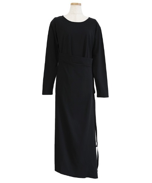 select MOCA Et(セレクトモカエト)の「【Et】Side Slit Wrap One-piece(ワンピース・レディース・グレー/ベージュ/ブラック・FREE)」の9枚目の写真