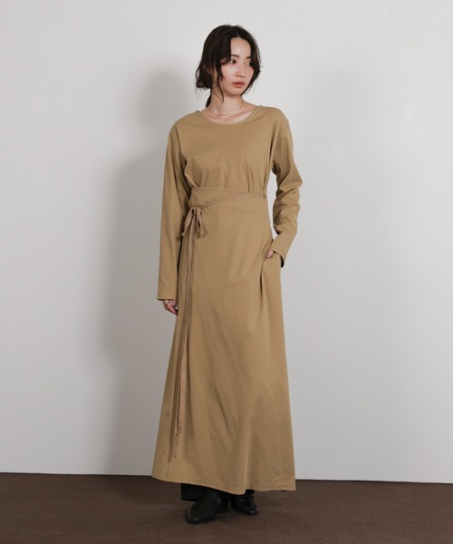 select MOCA Et(セレクトモカエト)の「【Et】Side Slit Wrap One-piece(ワンピース・レディース・グレー/ベージュ/ブラック・FREE)」の19枚目の写真