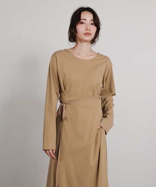select MOCA Et(セレクトモカエト)の「【Et】Side Slit Wrap One-piece(ワンピース・レディース・グレー/ベージュ/ブラック・FREE)」の5枚目の写真