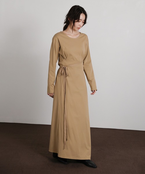 select MOCA Et(セレクトモカエト)の「【Et】Side Slit Wrap One-piece(ワンピース・レディース・グレー/ベージュ/ブラック・FREE)」の21枚目の写真