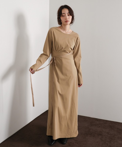 select MOCA Et(セレクトモカエト)の「【Et】Side Slit Wrap One-piece(ワンピース・レディース・グレー/ベージュ/ブラック・FREE)」の17枚目の写真