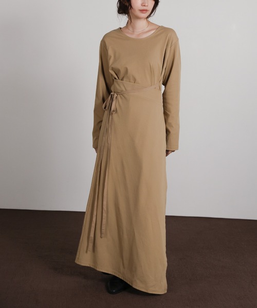 select MOCA Et(セレクトモカエト)の「【Et】Side Slit Wrap One-piece(ワンピース・レディース・グレー/ベージュ/ブラック・FREE)」の16枚目の写真