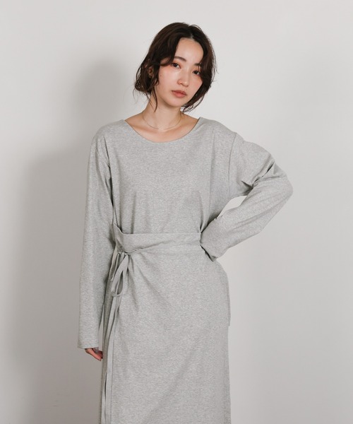select MOCA Et(セレクトモカエト)の「【Et】Side Slit Wrap One-piece(ワンピース・レディース・グレー/ベージュ/ブラック・FREE)」の4枚目の写真