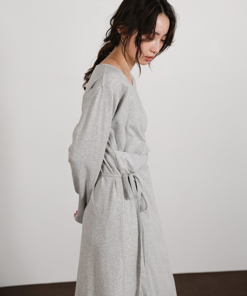 select MOCA Et(セレクトモカエト)の「【Et】Side Slit Wrap One-piece(ワンピース・レディース・グレー/ベージュ/ブラック・FREE)」の9枚目の写真
