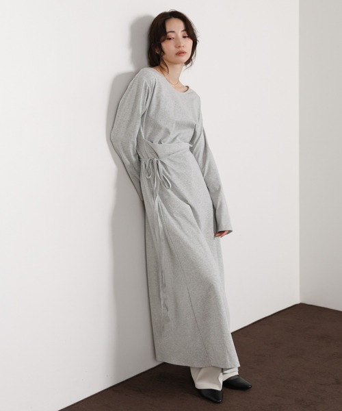 select MOCA Et(セレクトモカエト)の「【Et】Side Slit Wrap One-piece(ワンピース・レディース・グレー/ベージュ/ブラック・FREE)」の6枚目の写真