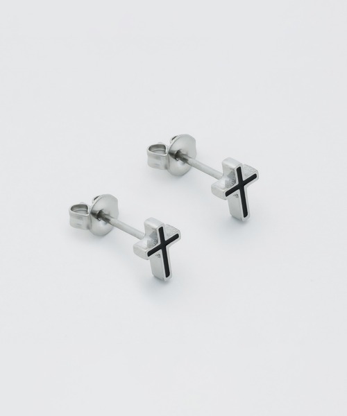WYZ surgical stainless(ダブリューワイジィーサージカルステンレス)の「【 金属アレルギー対応 】クロスモチーフピアス サージカルステンレス(両耳用)(ピアス(両耳用)・メンズ・ゴールド/シルバー・FREE)」の5枚目の写真