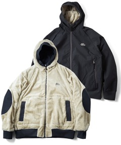 リバーシブルボアｘリップストップフードジャケット