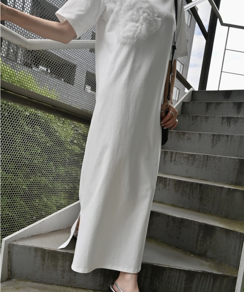 WILLFULLY(ウィルフリー)の「tulle motif half sleeve cut and sew OP(ワンピース・レディース・グレー系その他/ブラック/ホワイト・FREE)」の5枚目の写真