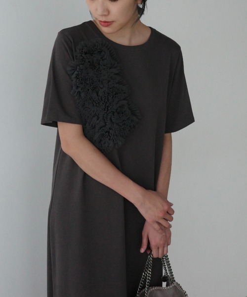 WILLFULLY(ウィルフリー)の「tulle motif half sleeve cut and sew OP(ワンピース・レディース・グレー系その他/ブラック/ホワイト・FREE)」の11枚目の写真
