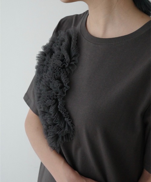 WILLFULLY(ウィルフリー)の「tulle motif half sleeve cut and sew OP(ワンピース・レディース・グレー系その他/ブラック/ホワイト・FREE)」の10枚目の写真