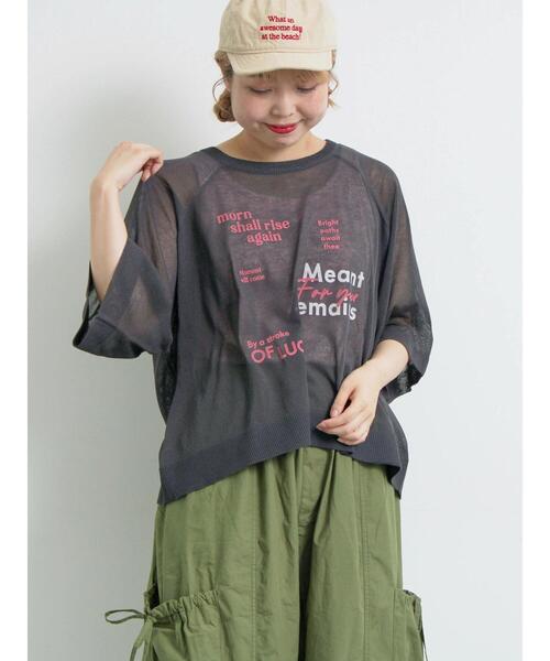 SM2（エスエムツー）の「[接触冷感]プリントアソートシアーニット（ニット/セーター・レディース・ベージュ/オフホワイト/ブルー/チャコールグレー・F）」の2枚目の写真