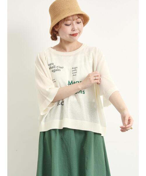 SM2（エスエムツー）の「[接触冷感]プリントアソートシアーニット（ニット/セーター・レディース・ベージュ/オフホワイト/ブルー/チャコールグレー・F）」の9枚目の写真