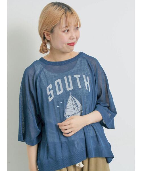 SM2（エスエムツー）の「[接触冷感]プリントアソートシアーニット（ニット/セーター・レディース・ベージュ/オフホワイト/ブルー/チャコールグレー・F）」の14枚目の写真