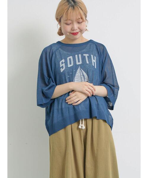 SM2（エスエムツー）の「[接触冷感]プリントアソートシアーニット（ニット/セーター・レディース・ベージュ/オフホワイト/ブルー/チャコールグレー・F）」の15枚目の写真