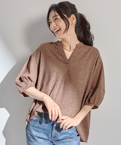 洗濯機可】ドルマンスキッパードットブラウス（シャツ/ブラウス