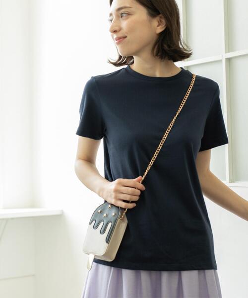 OPAQUE.CLIP（オペークドットクリップ）の「《5色展開》ベーシックTシャツ【洗濯機洗い可/UV/接触冷感】（Tシャツ/カットソー・レディース・ホワイト/ブラック/オレンジ/パープル/ネイビー・36/38/40/42）」の3枚目の写真