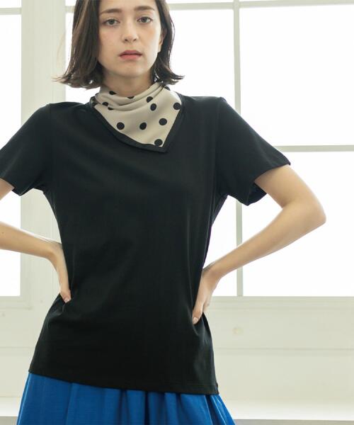 OPAQUE.CLIP（オペークドットクリップ）の「《5色展開》ベーシックTシャツ【洗濯機洗い可/UV/接触冷感】（Tシャツ/カットソー・レディース・ホワイト/ブラック/オレンジ/パープル/ネイビー・36/38/40/42）」の2枚目の写真