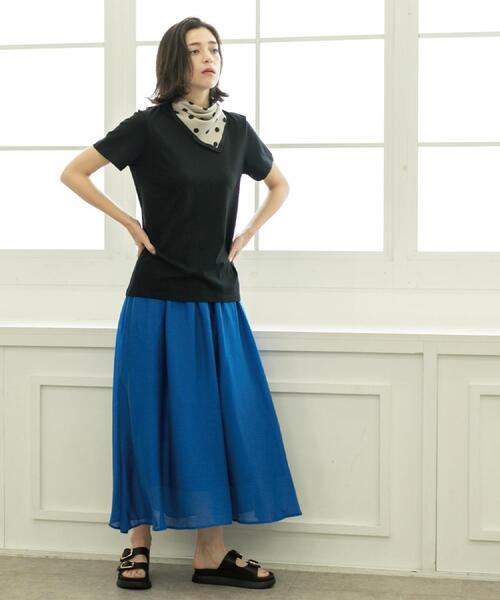 OPAQUE.CLIP（オペークドットクリップ）の「《5色展開》ベーシックTシャツ【洗濯機洗い可/UV/接触冷感】（Tシャツ/カットソー・レディース・ホワイト/ブラック/オレンジ/パープル/ネイビー・36/38/40/42）」の18枚目の写真