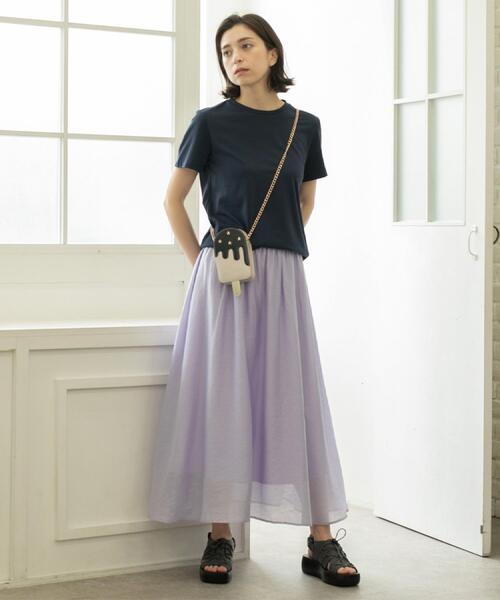 OPAQUE.CLIP（オペークドットクリップ）の「《5色展開》ベーシックTシャツ【洗濯機洗い可/UV/接触冷感】（Tシャツ/カットソー・レディース・ホワイト/ブラック/オレンジ/パープル/ネイビー・36/38/40/42）」の7枚目の写真