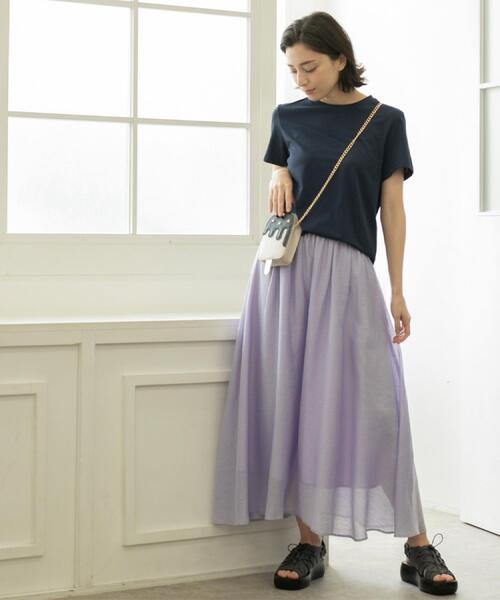 OPAQUE.CLIP（オペークドットクリップ）の「《5色展開》ベーシックTシャツ【洗濯機洗い可/UV/接触冷感】（Tシャツ/カットソー・レディース・ホワイト/ブラック/オレンジ/パープル/ネイビー・36/38/40/42）」の8枚目の写真