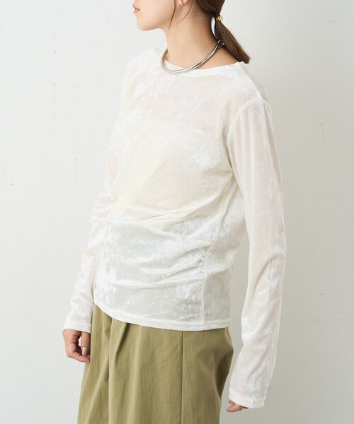 SHENERY（シーナリー）の「シアーベロアトップス（Tシャツ/カットソー・レディース・オフホワイト/ブラウン/ネイビー・FREE）」の6枚目の写真