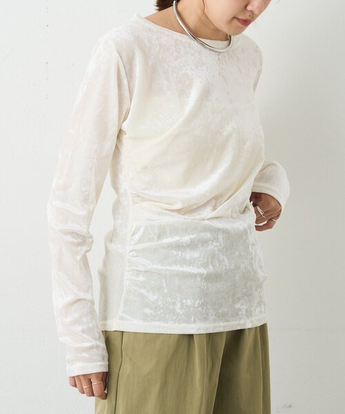 SHENERY（シーナリー）の「シアーベロアトップス（Tシャツ/カットソー・レディース・オフホワイト/ブラウン/ネイビー・FREE）」の8枚目の写真