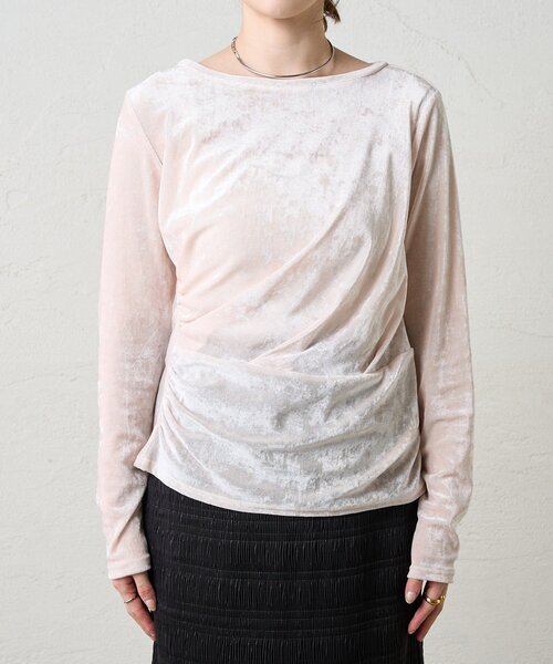 SHENERY（シーナリー）の「シアーベロアトップス（Tシャツ/カットソー・レディース・オフホワイト/ブラウン/ネイビー・FREE）」の10枚目の写真