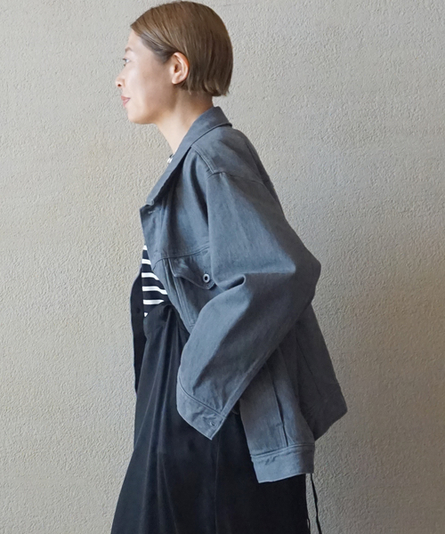 JOURNAL STANDARD LUXE(ジャーナルスタンダード ラックス)の「12OZデニム ルーズジャケット(デニムジャケット・レディース・ネイビー/グレー・FREE)」の12枚目の写真