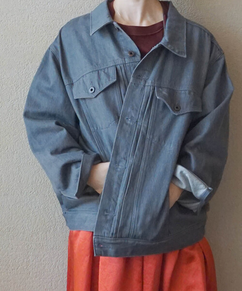 JOURNAL STANDARD LUXE(ジャーナルスタンダード ラックス)の「12OZデニム ルーズジャケット(デニムジャケット・レディース・ネイビー/グレー・FREE)」の6枚目の写真