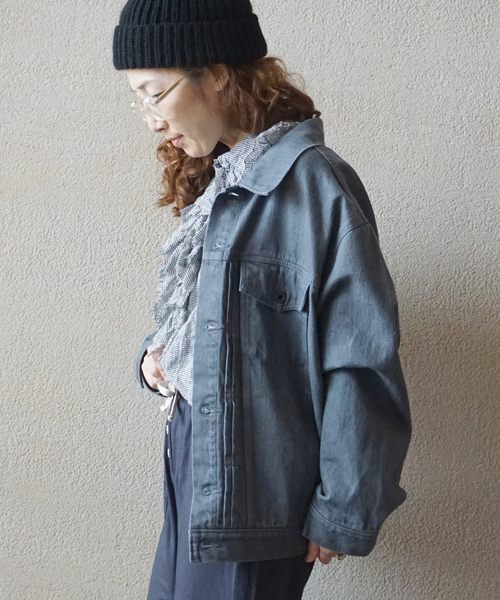 JOURNAL STANDARD LUXE(ジャーナルスタンダード ラックス)の「12OZデニム ルーズジャケット(デニムジャケット・レディース・ネイビー/グレー・FREE)」の8枚目の写真