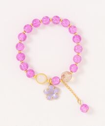 tone（トーン）の「【88eighty-eight】キラキラビーズフラワーチャームブレスレット【import】(MA)（ブレスレット・レディース・パープル系）」