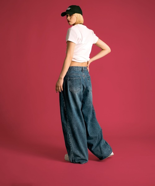 MAISON SELECT（メゾンセレクト）の「7A1 サイド切り替えワイドデニム カーブパンツ（デニムパンツ・レディース・ダークブルー/グレー/ブルー/ブラック/ライトブルー・S/XL/L/M）」の22枚目の写真