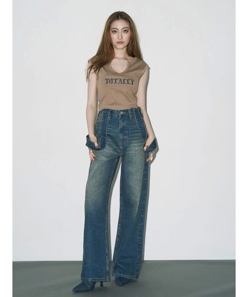 EVRIS（エヴリス）の「スタッズグラフィックタンクトップ（タンクトップ・レディース・ブラウン/ホワイト/ブラック・FREE）」の7枚目の写真