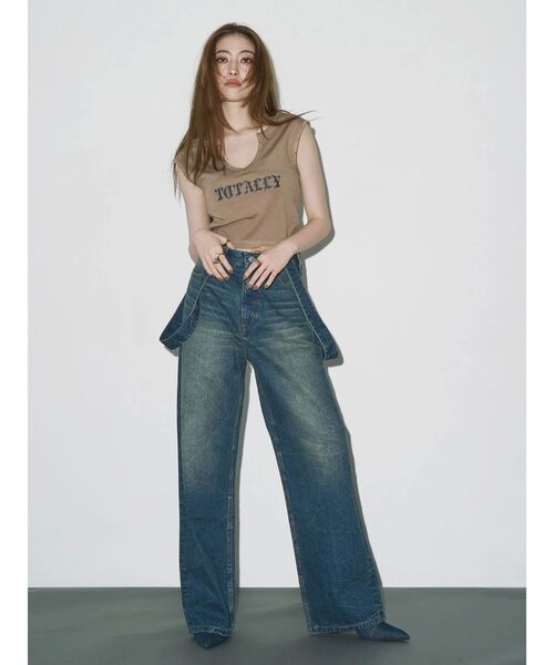 EVRIS（エヴリス）の「スタッズグラフィックタンクトップ（タンクトップ・レディース・ブラウン/ホワイト/ブラック・FREE）」の8枚目の写真