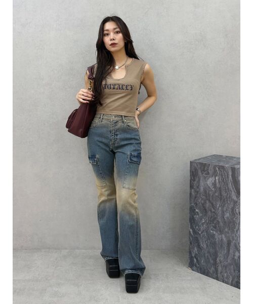 EVRIS（エヴリス）の「スタッズグラフィックタンクトップ（タンクトップ・レディース・ブラウン/ホワイト/ブラック・FREE）」の12枚目の写真