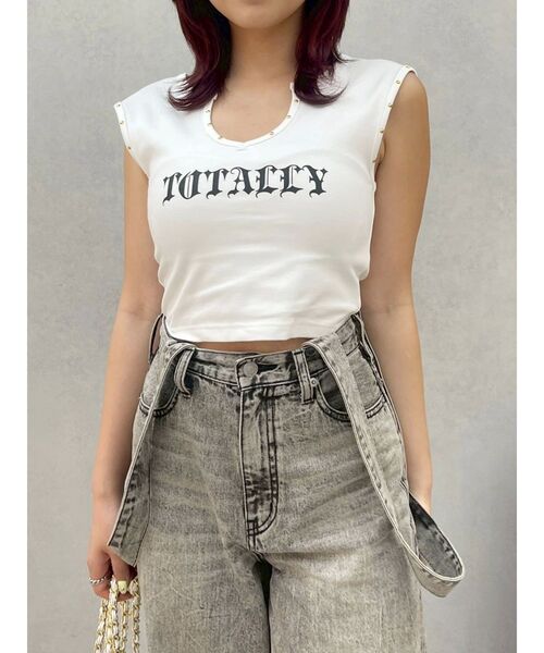 EVRIS（エヴリス）の「スタッズグラフィックタンクトップ（タンクトップ・レディース・ブラウン/ホワイト/ブラック・FREE）」の14枚目の写真