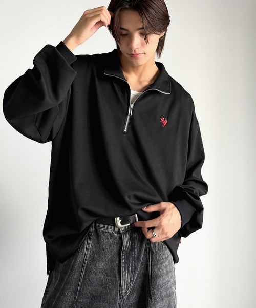 Java(ジャバ)の「《JaVaジャバコラボ》「素材で魅せる。」刺繍入りダンボール素材ジップTシャツ(長袖)(Tシャツ/カットソー・メンズ・チャコールグレー/ブルー/オフホワイト/ブラック・SMALL/MEDIUM/LARGE)」の21枚目の写真
