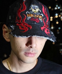VANSON（ヴァンソン）の「JACKROSE×VANSON×GALFY-炎犬Cap（キャップ）」