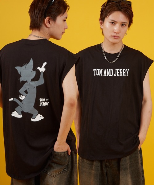 Tom&Jerry(トムアンドジェリー)の「【TOM&JERRY】プリント ノースリーブTシャツ(タンクトップ・メンズ・ホワイト/チャコール/ブラック系/ホワイト系・MEDIUM/LARGE/X-LARGE)」の3枚目の写真